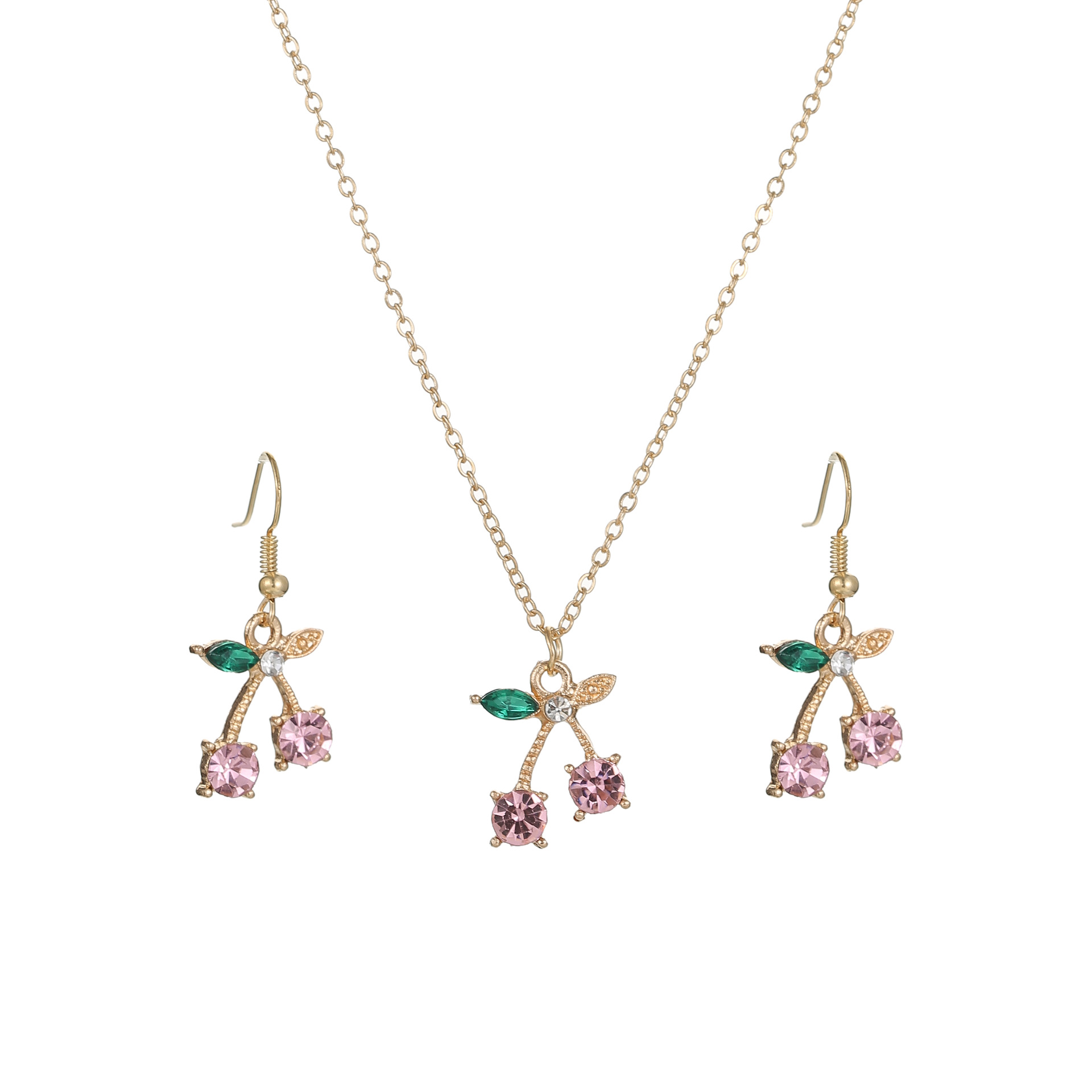 Korean New Cherry Wild Girls Alloy Necklace Earrings Set Hot-saling Wholesale display picture 2