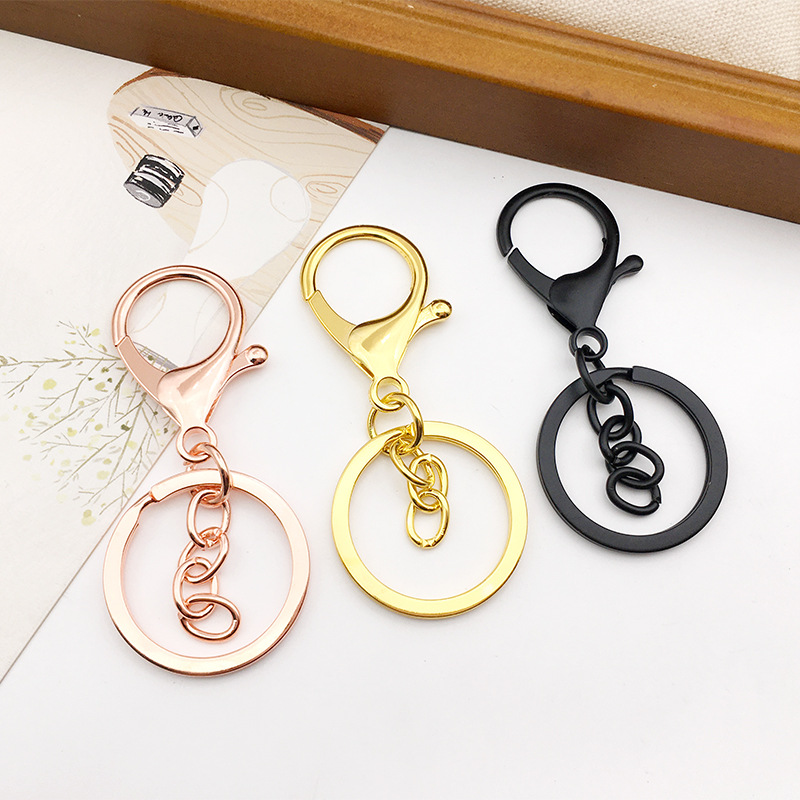 Wholesale Keychain Ring Chain Metal Pendant Snap Hook Door Latch Lobster Buckle Three-Piece Set Color Retention Plated Diy Ornament Accessories display picture 6