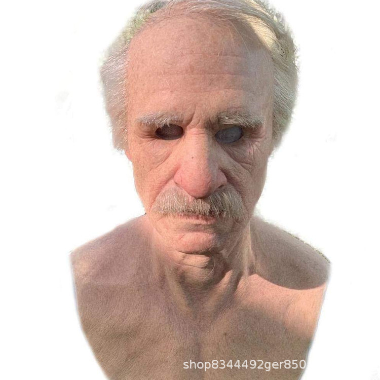 Viejo hombre máscara cabeza cubierta Calvo viejo abuelo peluca horror máscara independiente soporte popular Halloween nuevo