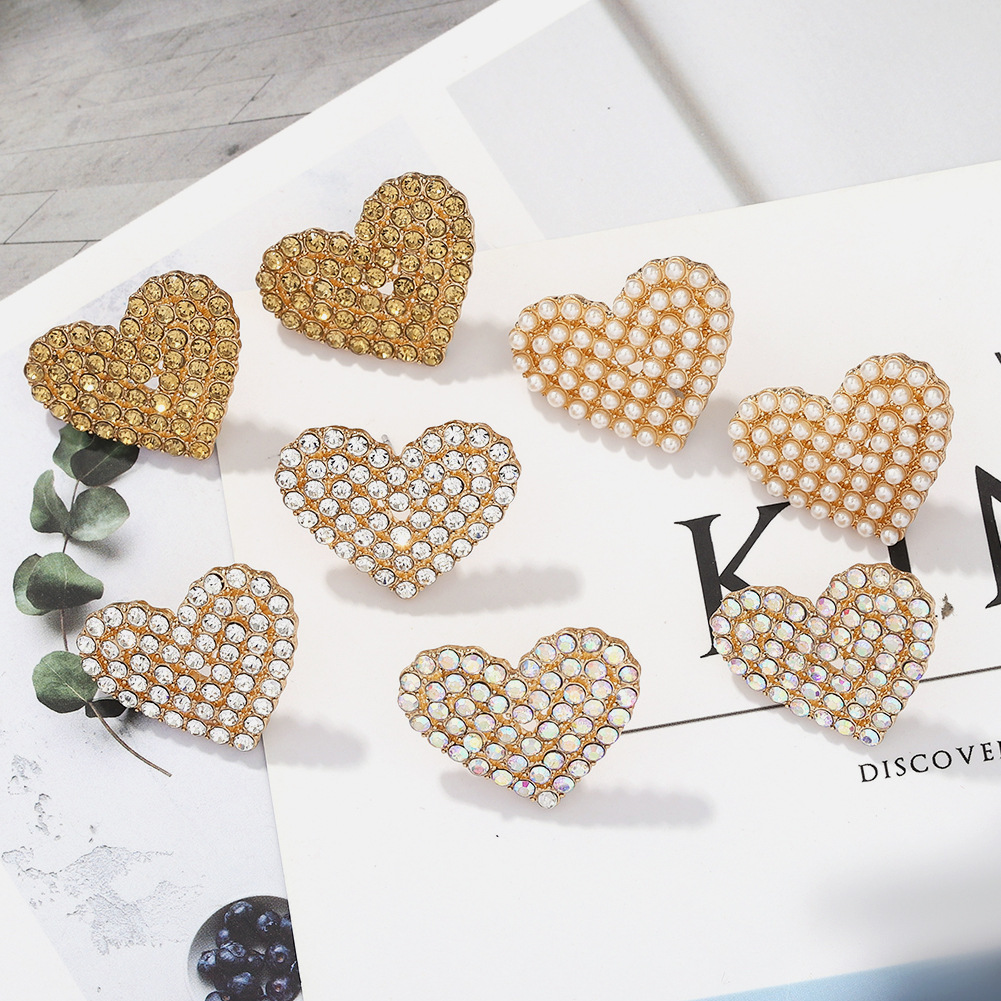 New Alloy With Diamonds Autumn And Winter Multicolor Fashion Peach Heart Earrings display picture 5