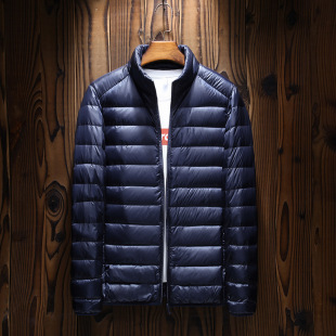 Men's New Lightweight Down Jacket Short Autumn and Winter New Stand Collar Jacket Fashionable Casual All-match White Duck Down Men's Wear