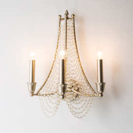 美式水晶壁灯创意复古铁艺现代简约客厅卧室床头别墅奢华背景墙灯