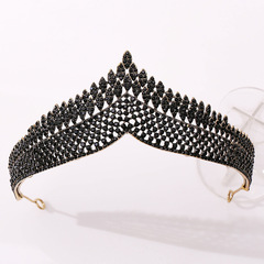 H1268 black retro Korean bridal crown tiara simple and elegant wedding birthday princess internet celebrity crown