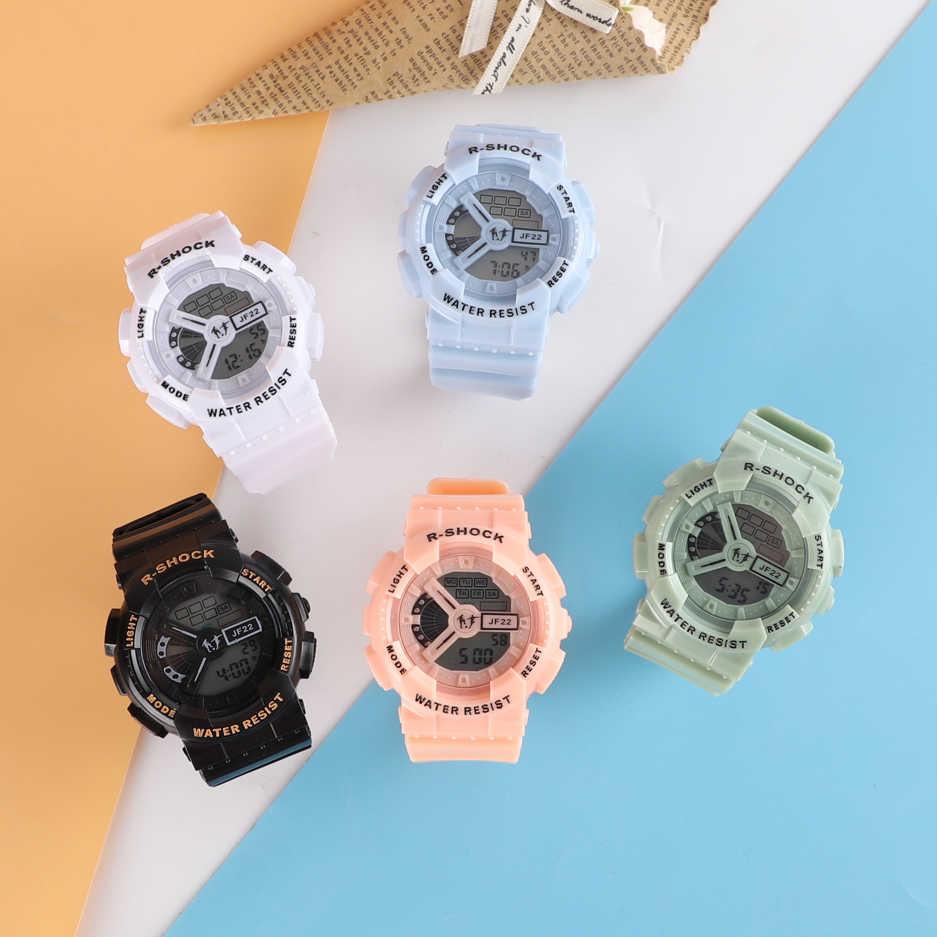 ins风学生电子表情网红侣手表森系多功能防水腕表可夜光电子手表|ms