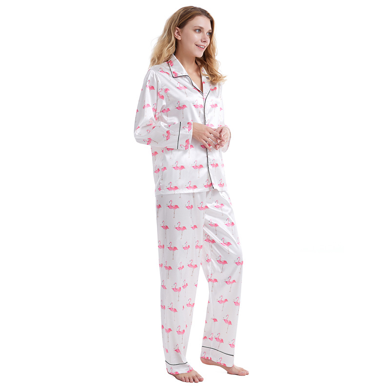 2022新款女士睡衣跨境家居服套装开衫睡衣长裤3D印花来图制作