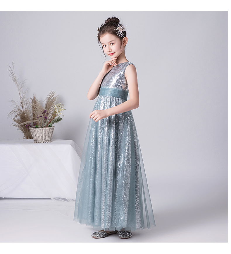 Prinzessin Kleid Für Mädchen In Silbergrau Für Auftritte_voghion.com