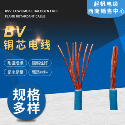 上海起帆BV电线电缆铜芯国标聚氯乙烯绝缘护套日用电器仪器电源线|ms
