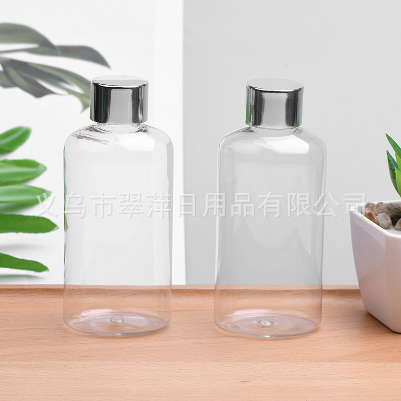 100ml扁瓶塑料PET瓶 电化铝旋盖乳液瓶化妆品分装瓶 厂家批发