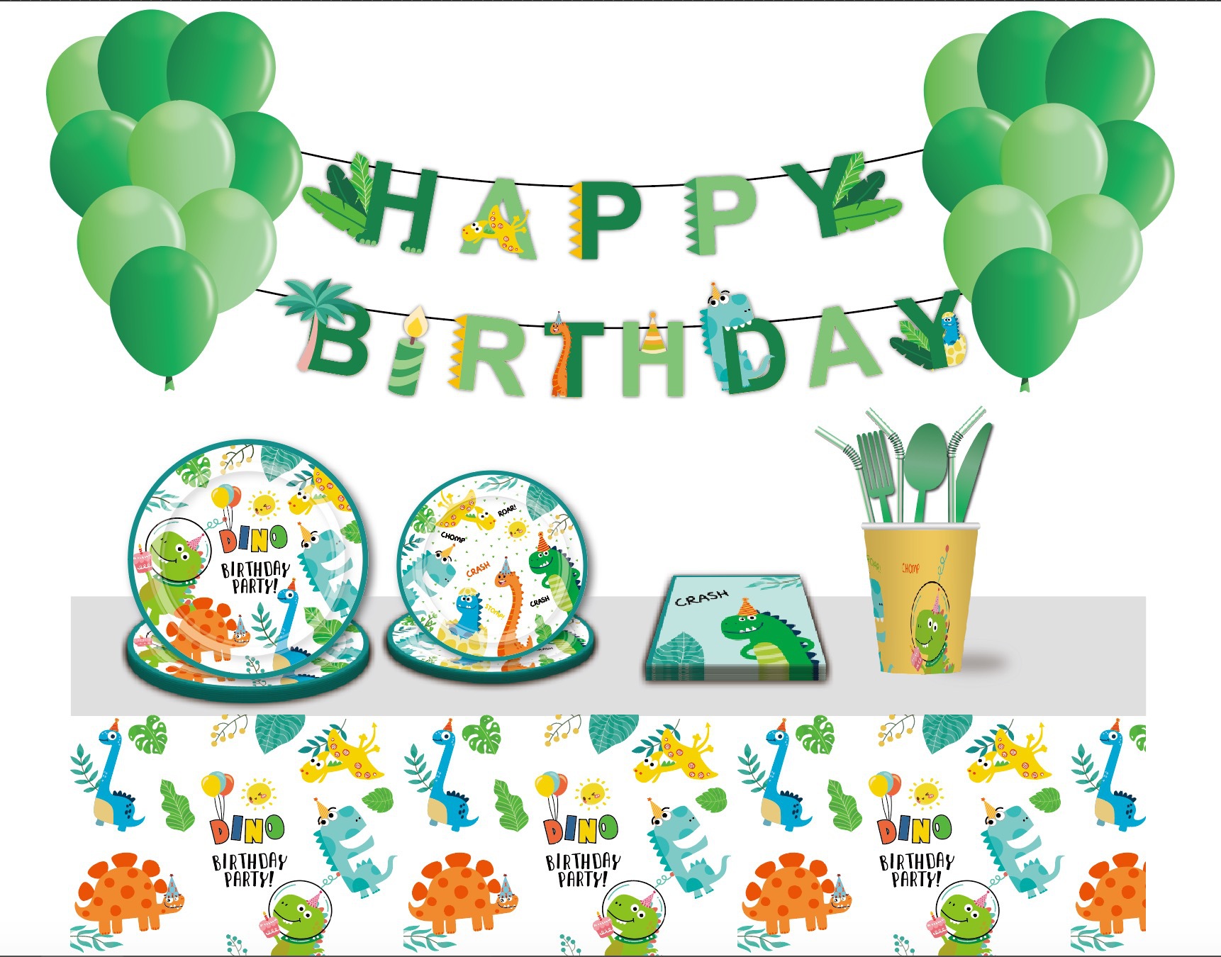 Birthday Dinosaur Paper Party Tableware display picture 5