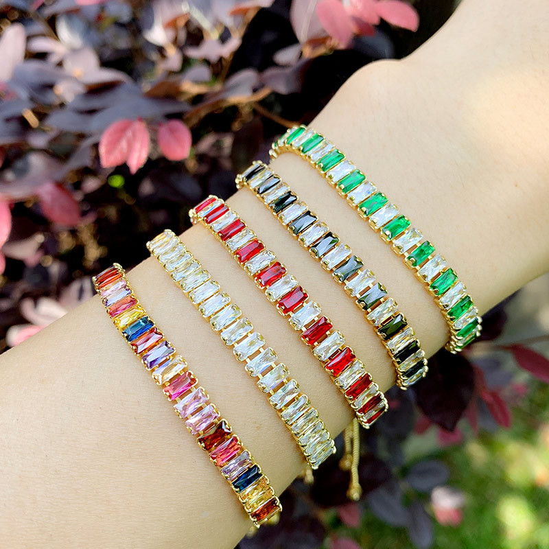 Bracelets Classification Fashion Seven-color Zircon Adjustable Copper Bracelet