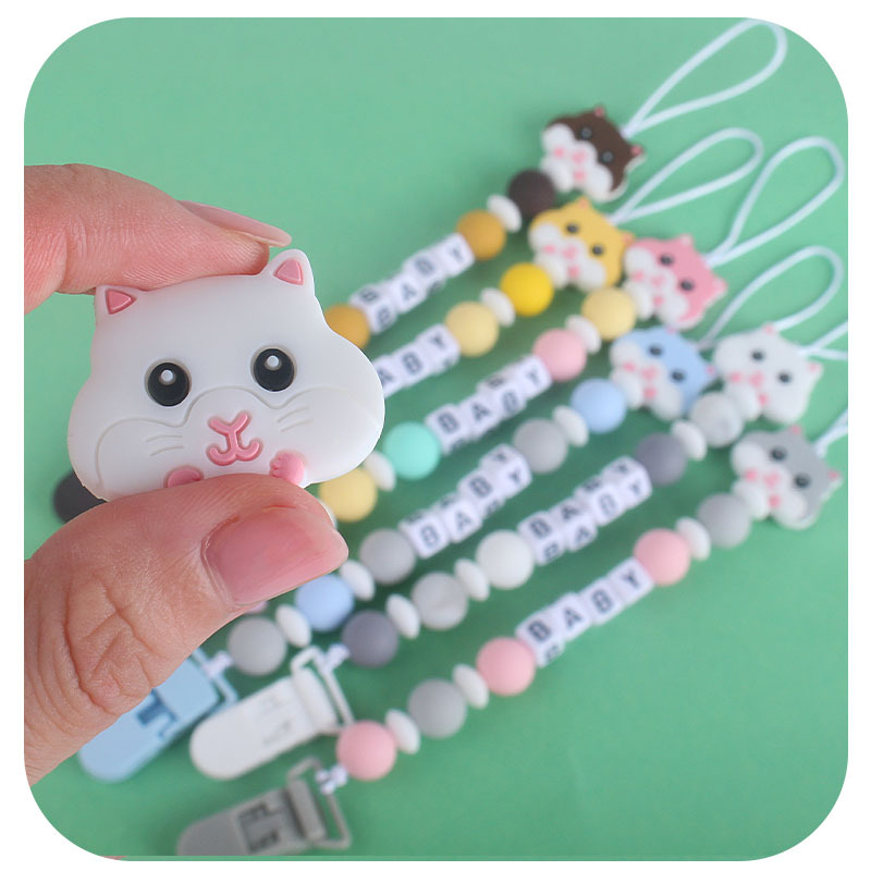 Bebé de plástico clip de chupete bebé calmante silicona chupete cadena hamster teether palo anti-caída de la cadena