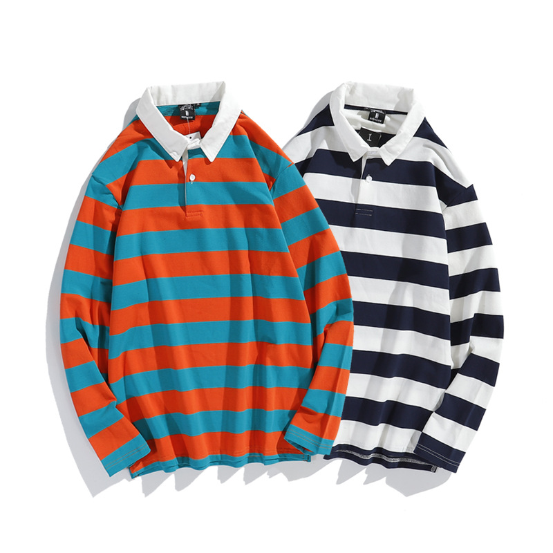 Men's POLO loose striped wild small fres...