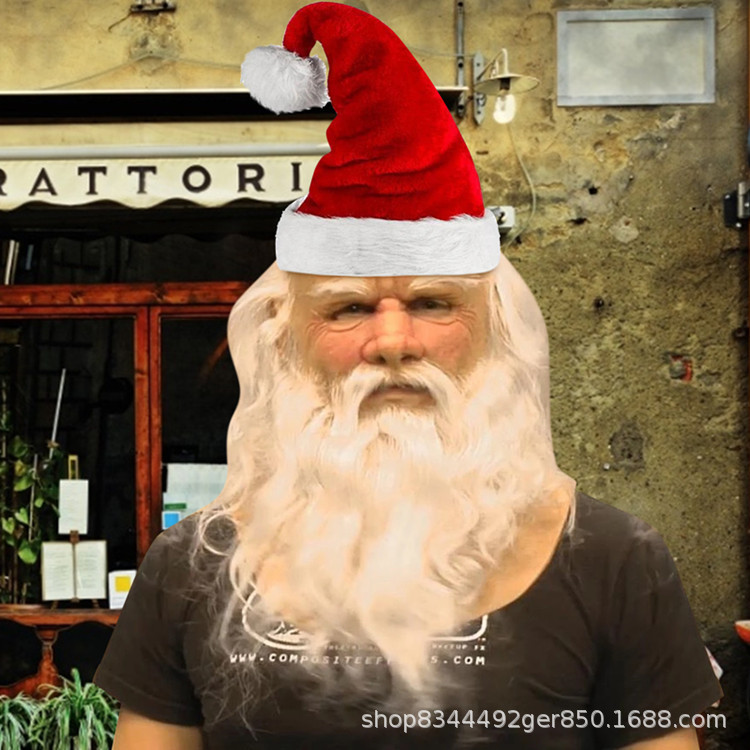 Santa Claus máscara Santa Claus peluca barba viejo hombre máscara Divertida máscara de Halloween