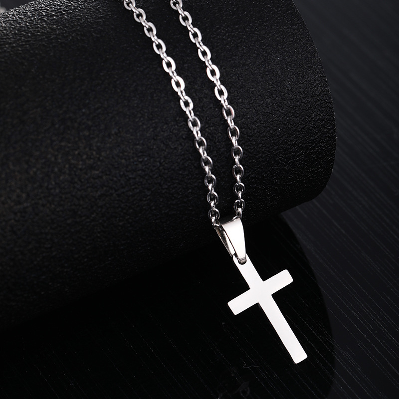 Stainless Steel 18K Gold Plated Modern Style Simple Style Plating Cross None Pendant Necklace Long Necklace display picture 3