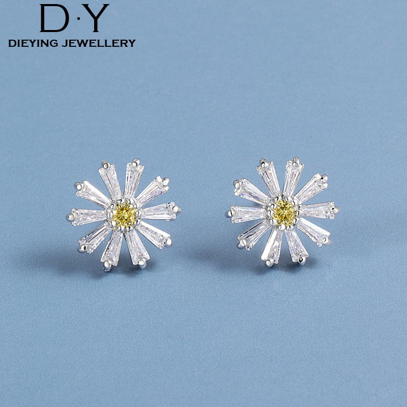 Daisy Earrings s925 Sterling Silver Harionago zircon Hypoallergenic earrings 2020 new pattern fresh Earrings