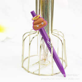 卡通中性笔可定制平面PVC软胶圆珠笔 便携按动水笔可爱文具签字笔