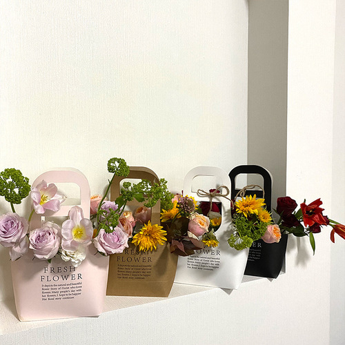Hand-held flower box kraft paper flower bag hand-held flower basket paper flower arrangement box 38 Women's Day flower packaging bag hand bag