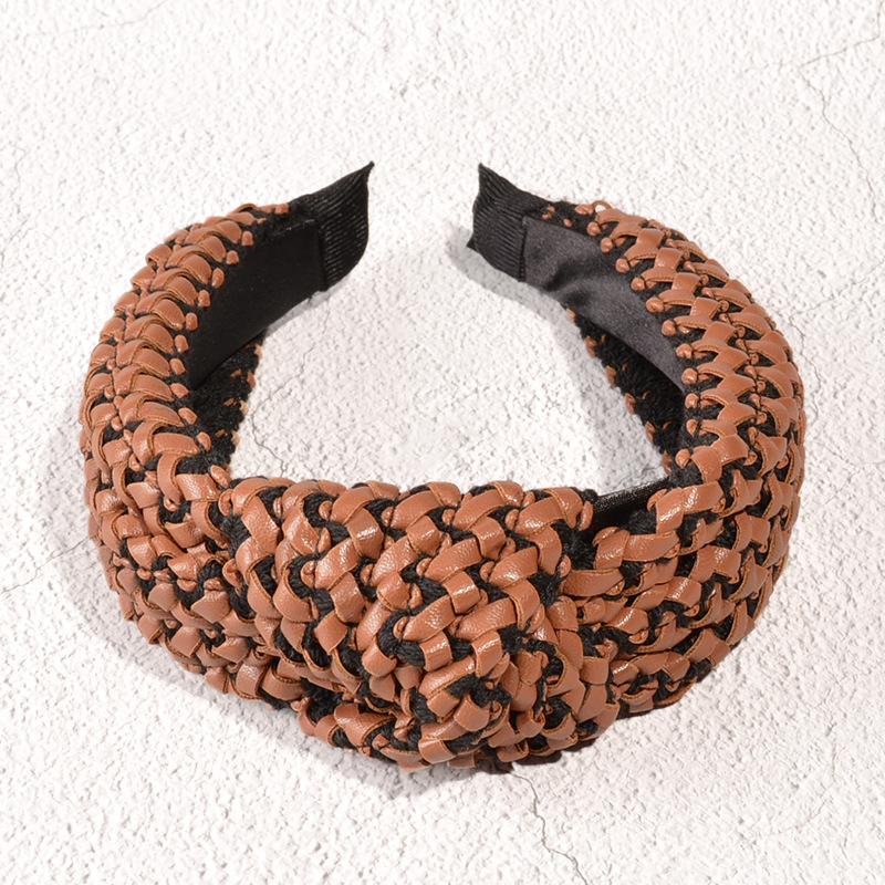 Knotted Leather Braided Headband display picture 5