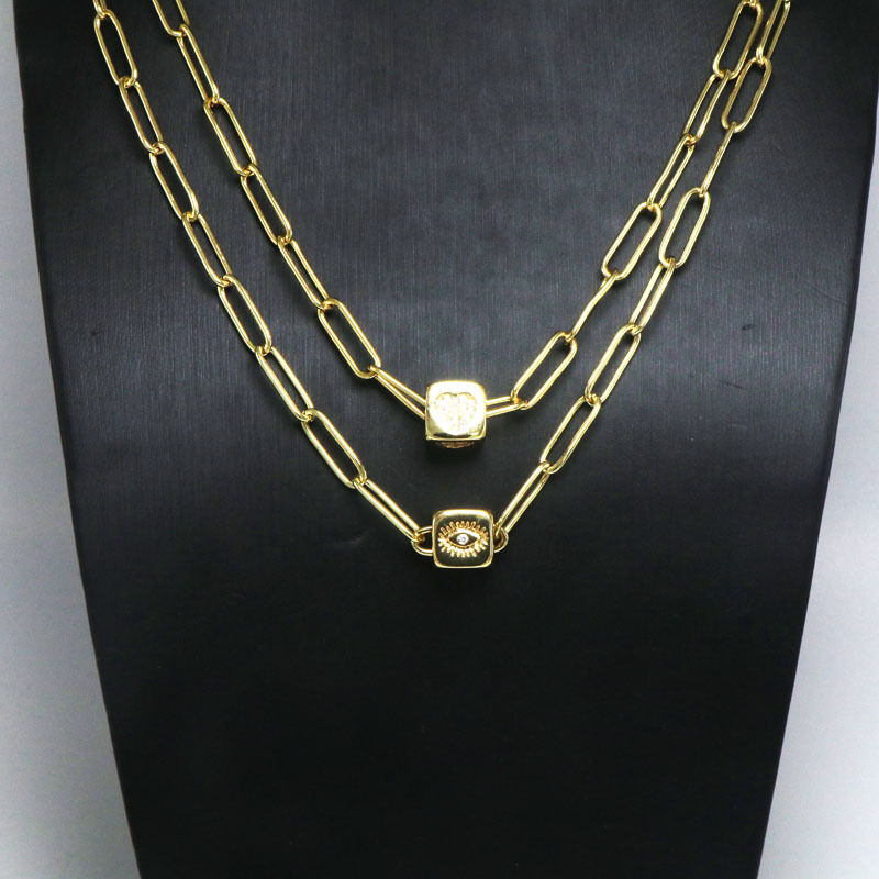 4g Weight Zircon Inlay Material Charms, Bracelets, Necklace Classification 1 Piece Quantity Holiday, Daily Occasion Copper Material Geometric, Devil's Eye, Heart Shape Pattern Women's Gender Plating, Inlay Design Basic, Modern Style, Classic Style Style Copper Plating Inlay Geometric Devil's Eye Heart Shape Zircon Charms Bracelets Necklace 2