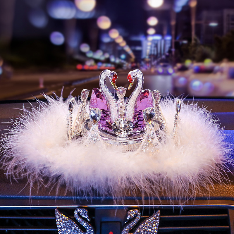 빨간 머리 보라색 백조 향수 시트 + 크라운 B + 깃털 미끄럼 방지 매트