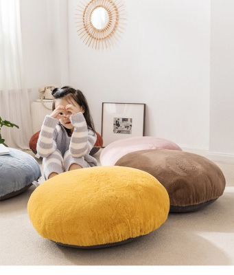 北欧简约仿兔毛坐墩创意现代客厅家用蒲团坐垫加厚圆形沙发凳矮凳|ms