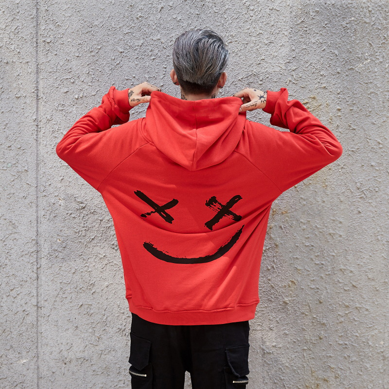 Men's Headwear Hoodie Spring and Autumn Leisure Fashion Colored Smiling Face Sweater Long sleeved Hip Pop Streetwear Male Patchwork Hoodies_voghion.com