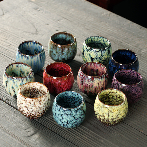 Kiln-turned teacup ceramic Kung Fu tea set single cup Tianmu glaze built master cup tea cup tea cup egg-shaped small tea bowl