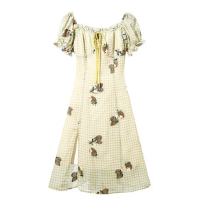 雪纺连衣裙夏2020新款女气质时尚一字肩复古改良旗袍开叉中长裙子