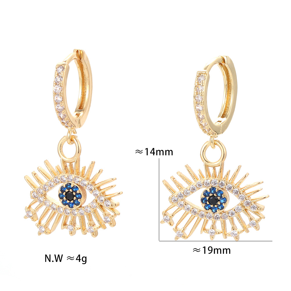Unisex Gender Inlay Design Fashion Lucky Eye Copper Earrings