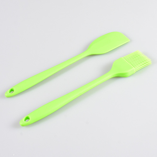 Factory Direct Supply Small Size One-Piece Silicone Scraper 2-Piece Baking Tools Set Cake Spatula Oil Brush