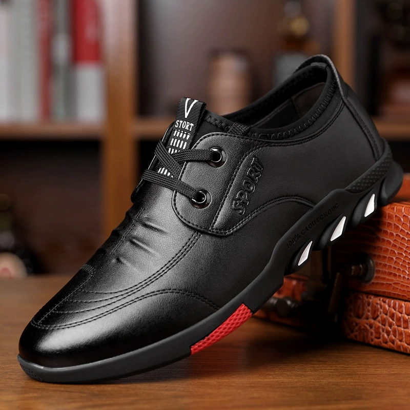 Мужские повседневные туфли из мягкой кожи для весны и осени, дышащие, в корейском стиле, с невидимым увеличением роста