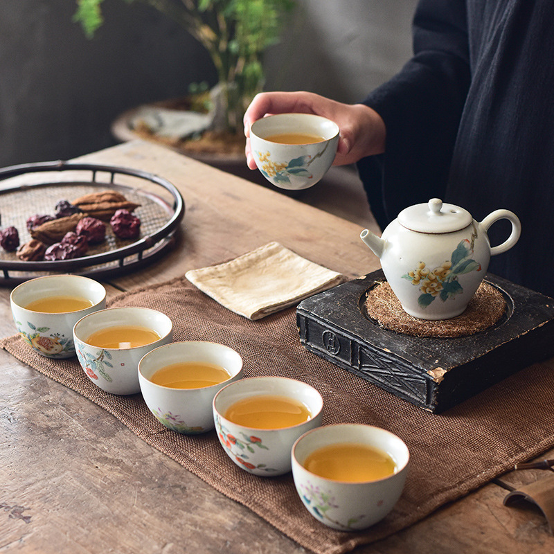 Horno de Ru Juego de té de Kung Fu de caqui Taza de té Taza maestra Taza individual femenina Taza de té de película abierta Taza de té de porcelana de cerámica de un solo Ru