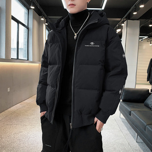 2022 wide winter hooded short down jacket men's fashion casual fashion white duck down warm men's coat tide