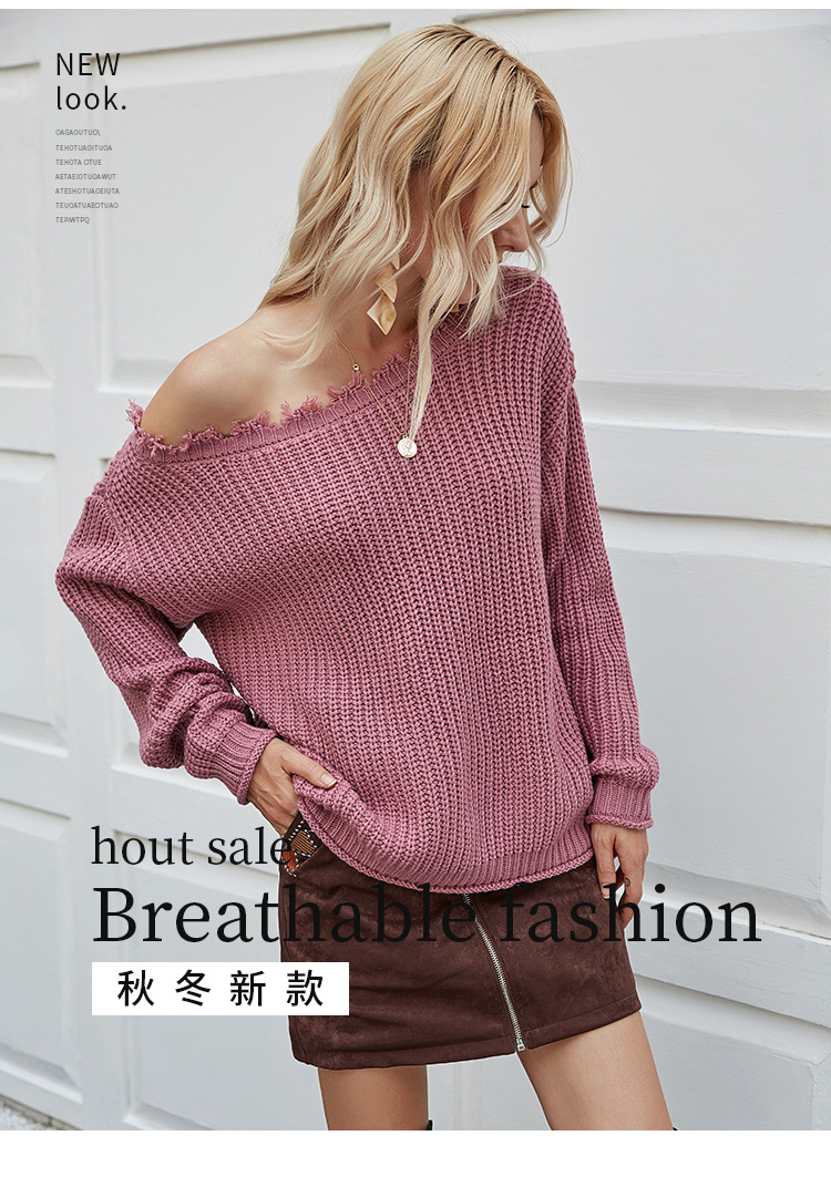 autumn and winter new sexy strapless sweater loose pullover NSYH7173