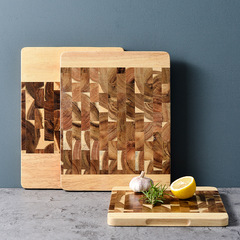 Lychee Sea solid wood cutting board cross-border acacia wood splicing cutting board household food supplement fruit chopping board geometric vertical splicing cutting board