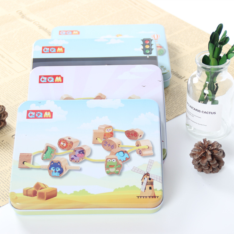 儿童串串珠益智玩具宝宝穿珠子穿绳diy手工木珠积木1-2-3岁男女孩