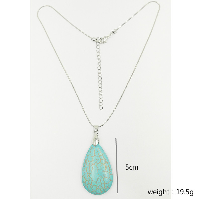 Rétro Ovale Les Gouttelettes D'eau Alliage Gemme Turquoise Femmes Collier display picture 6