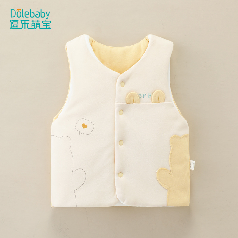 Baby vest autumn and winter cotton thickened baby spring and autumn cotton outside to wear 0-1 years old male and female children warm vest
