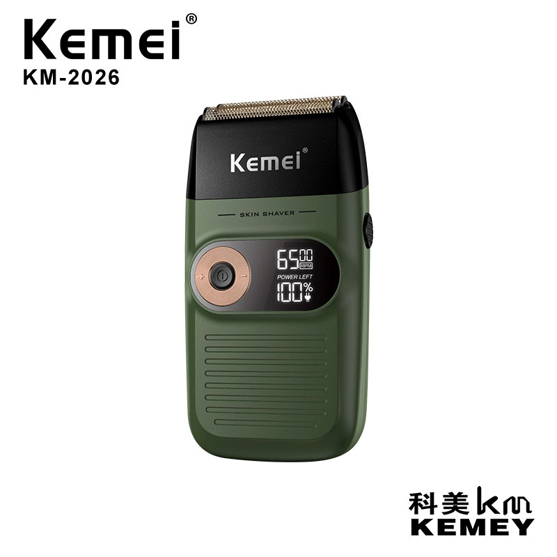 Kemei KM-2026 batería de litio pantalla LCD dos en uno cortador de acero inoxidable cabeza de corte de pelo de afeitar blanqueamiento empujador