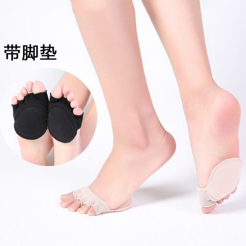 Anti-friction half-palm five-toe socks for women, invisible socks, sweat-absorbent sponge pads, half-size pads, breathable high-heeled shoes, five-toe socks
