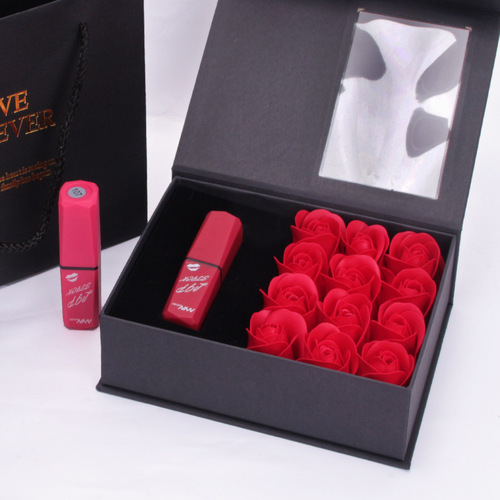 Cross-border Amazon 12 rose soap flower gift box lipstick jewelry box Chinese Valentine's Day gift gift