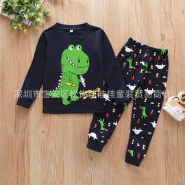 baby2-7Y长袖儿童睡衣空调服一件代发家居服恐龙印花套装