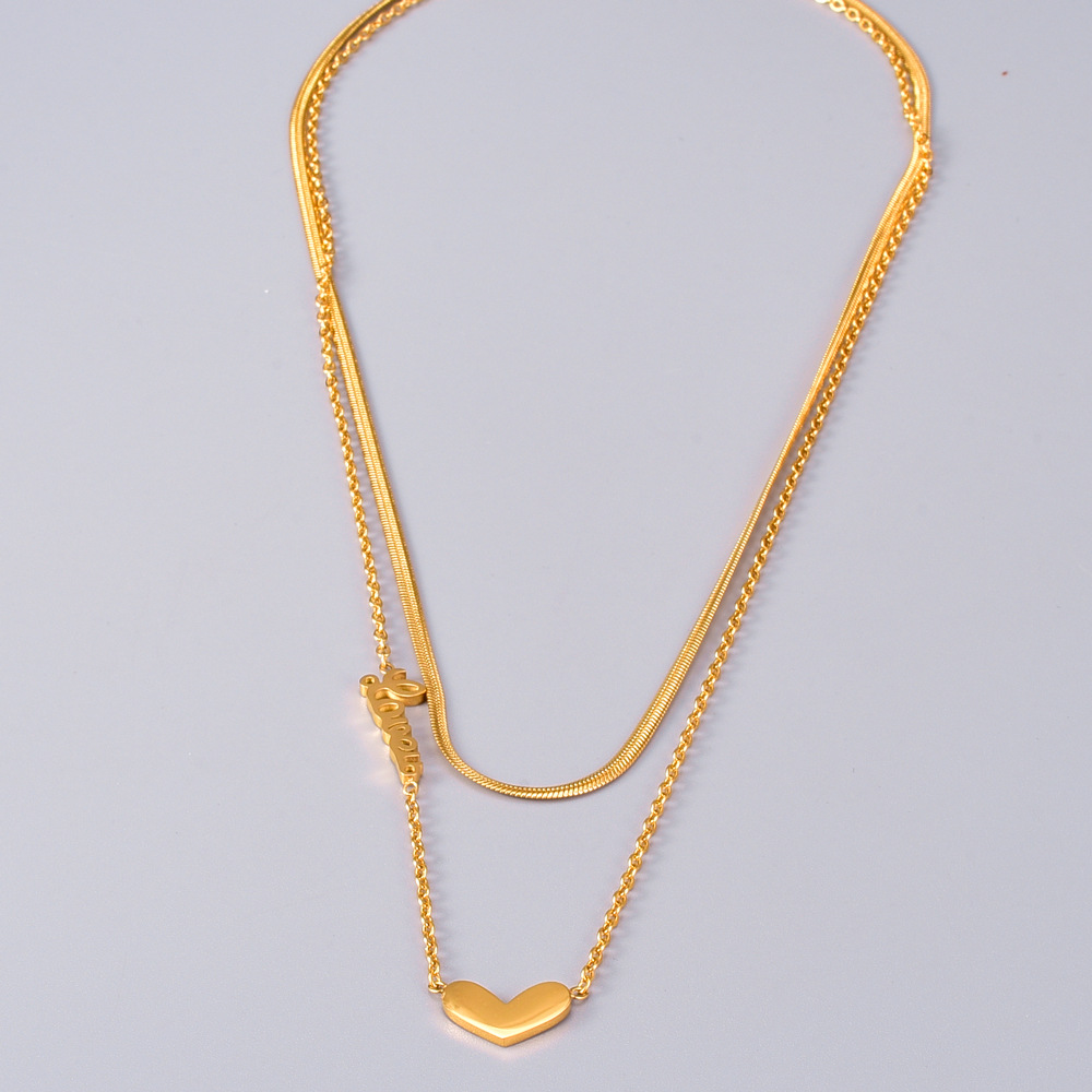 Wedding, Travel Occasion 304 Stainless Steel Material Titanium Steel Double-layer Necklace