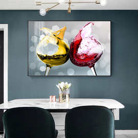 现代简约北欧浪漫红酒杯金色帆船美酒餐厅轻奢玄关装饰画图片画芯