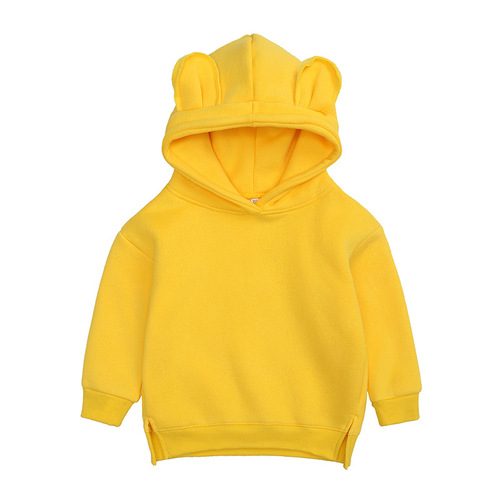 Korean style new children's sweatshirts, spring, autumn and winter clothing for boys and girls, hooded fleece sweatshirts, baby tops, bear ears children's clothing