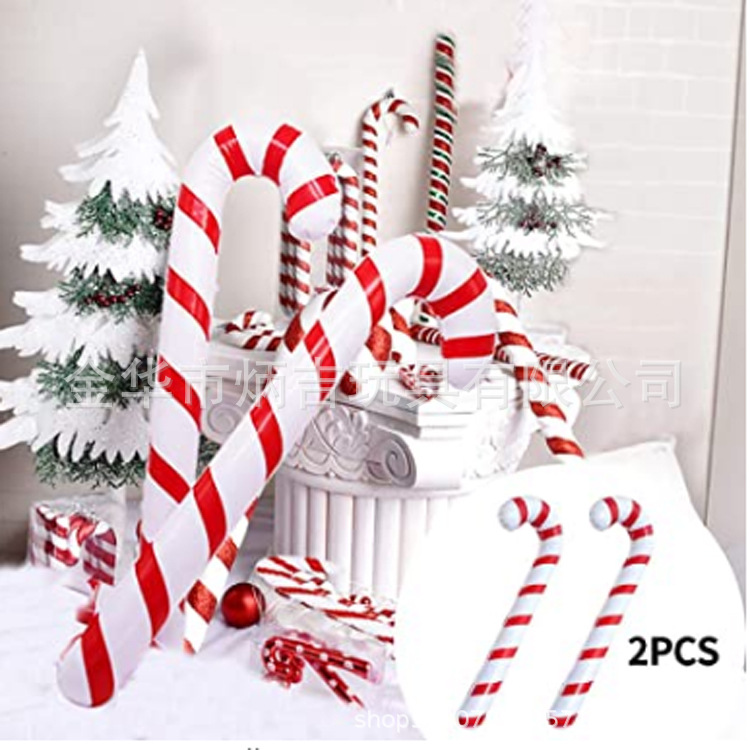 圣诞爆款充气拐杖诞装饰圣诞糖果拐杖充气玩具节日用品背景装饰