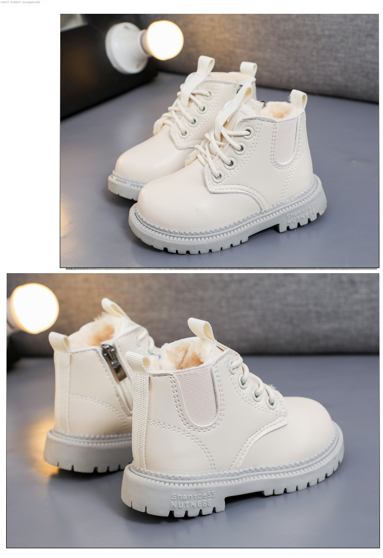 Zapatos de algodón de cuero para niños pequeños y medianos engrosados ​​de algodón para bebés de otoño e invierno_voghion.com