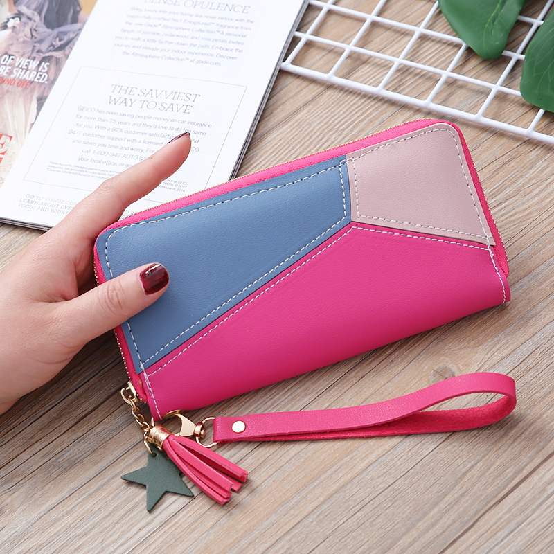 Korean Stitching Women's Wallet Card Bag Color Matching Mobile Phone Bag Card Bag display picture 2