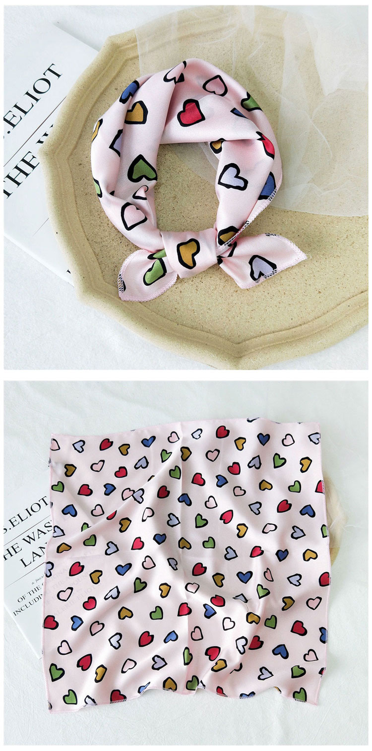 Polyester Material Women's Sweet Polka Dots Heart Shape Polyester Printing Silk Scarves