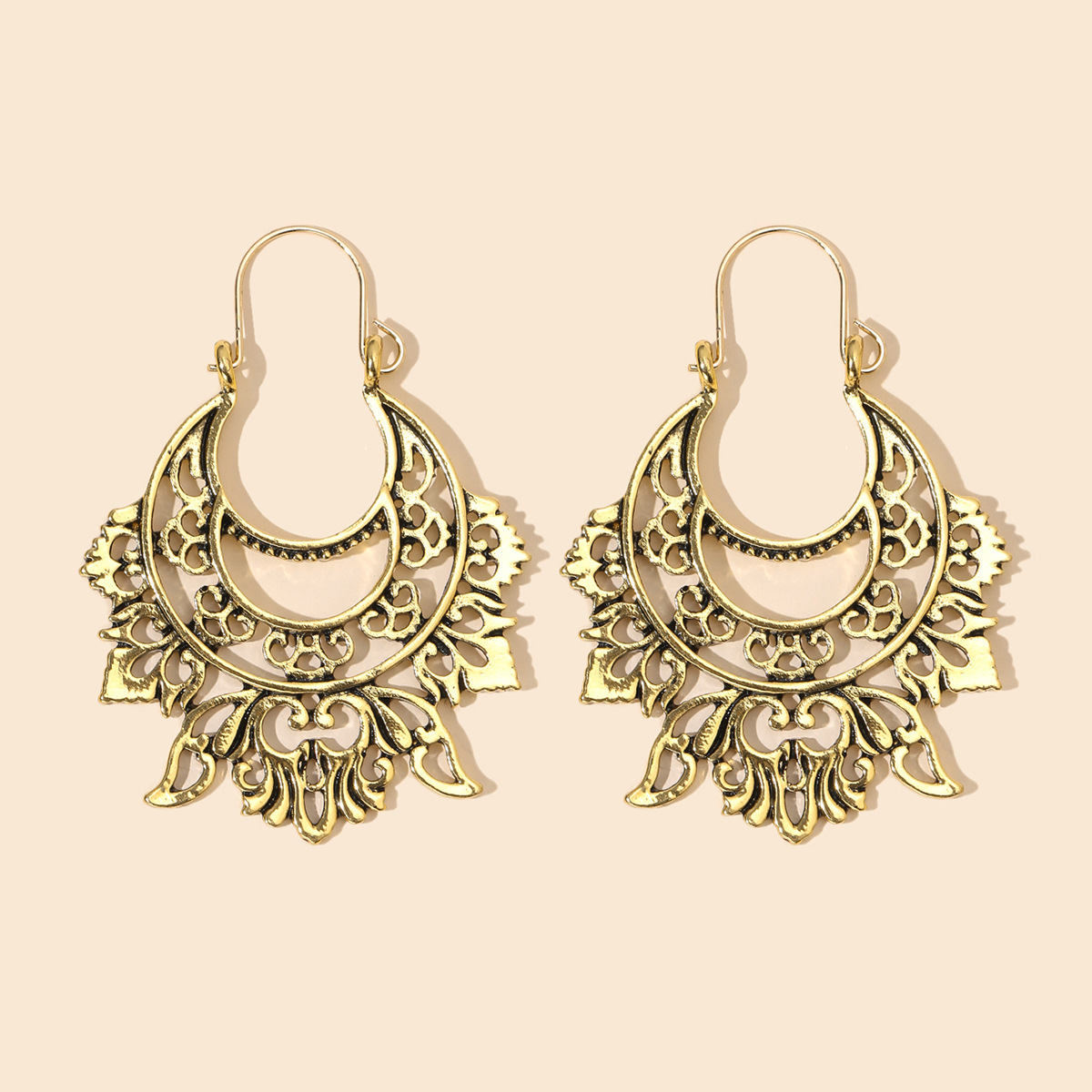 Bohemian Ethnic Carved Rotating Hollow Flowers Retro Earrings Wholesale Nihaojewerly display picture 10